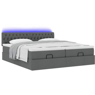 vidaXL Estructura Cama Otomana Colchones Tela Gris Oscuro 160x200 Cm Vidaxl