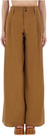 Chlo&eacute; Wide Leg Broeken - Dames - Wijde Broeken - Bruin - S - Broeken
