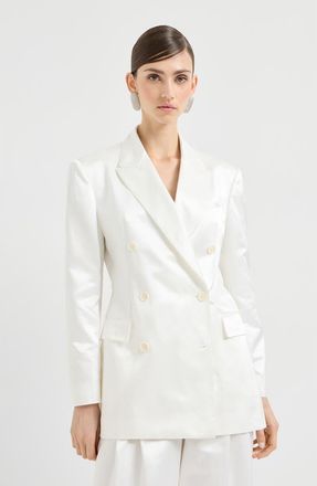 Brunello Cucinelli Satin blazer with monili in White at Nordstrom, Size 36 It