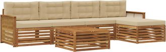 vidaXL Conjunto De Sof&aacute;s De Exterior 6 Uds. Natural Y Beige Vidaxl