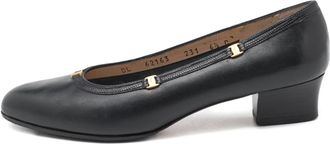 Ferragamo 35mm leather plaque-detail pumps - Blue