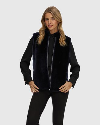 Gorski REVERSIBLE SELECT SHEARLING LAMB VEST WITH LORO PIANA WOOL AND CASHMERE QUILTED DOWN BACK