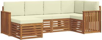 vidaXL Conjunto De Sof&aacute;s De Exterior 6 Uds. Natural Y Crema Poli&eacute;ster Vidaxl