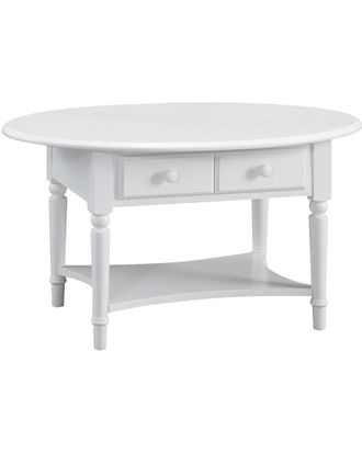 Leick Home Coastal Solid Wood Oval Coffee Table with Shelf