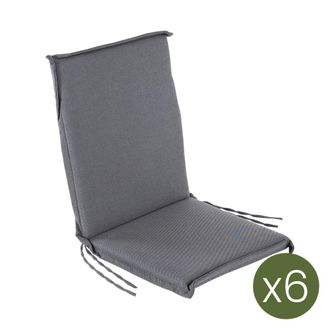 ED&Egrave;N JARD&Iacute; Pack de 6 cojines para sill&oacute;n de jard&iacute;n reclinable olefin gris