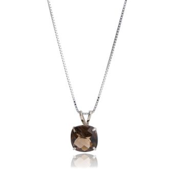 MAX + STONE 925 Sterling Silver or 14k Gold 8mm Cushion Cut Gemstone Pendent Necklace