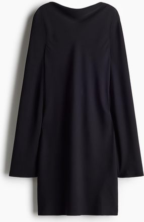 H&M Kleid mit Wasserfall-Ausschnitt - Schwarz