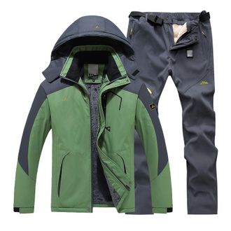 Generic Thermal Snow Suit Men - Mens Winter Snow Suit Winter Padded Thickened Warm Ski Suit Set Waterproof Windproof Snowsuit Outdoor Ski Suit Plus Size Ski J