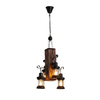 OEM L&aacute;mpara Colgante, Estilo Vintage, Dise&ntilde;o De 4 Luces, Regulable, Color Negro