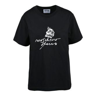 Moschino Tops, Dames, Zwart, S, Katoen, Jeans T-shirt