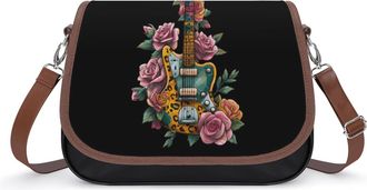 Generic Leopard Guitar Crossbody Bags for Women Shoulder Messenger Bag Purse Handbags