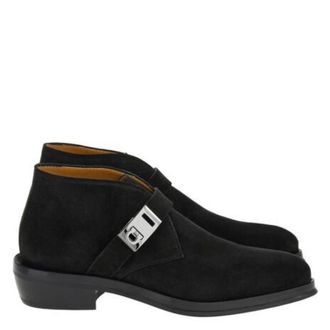 Ferragamo Suede Gancini Strap Ankle Boots, Size 9 E