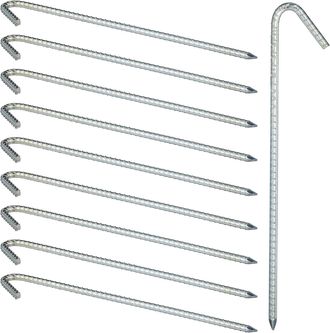 Relaxdays Relaxdays - Set De 100 Piquetas Para Camping, Estacas Para Tiendas De Campa&ntilde;a, Acero Galvanizado, 39 Cm, Plateado
