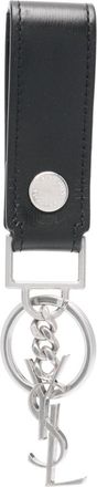 Saint Laurent Cassandre leather keyring - men - Calf Leather - One Size - Black