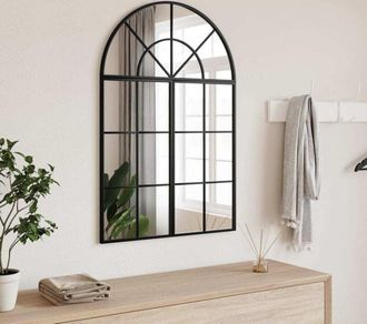 vidaXL Specchio da Parete Nero 60x90 cm Arco in Ferro