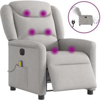 vidaXL Sill&oacute;n Reclinable De Masaje El&eacute;ctrico Tela Gris Nube Vidaxl