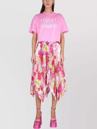 Versace floral-print pleated asymmetric midi skirt