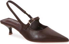Berness Corrie Pointed Toe Buckle Slingback Kitten Heel Pump in Brown at Nordstrom Rack, Size 10