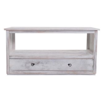 Hhg Estante Para Tv Mesa Baja Estante Para Tv, Aspecto Desgastado, Vintage, Blanco