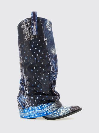 R13 Stivale R13 in pelle stampa trompe-lail