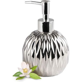 OEM Dispenser Di Sapone In Ceramica Argentata - Stile Moderno Rustico - Per Un Arredamento Elegante Di Bagno, Hotel E Cucina - Argento
