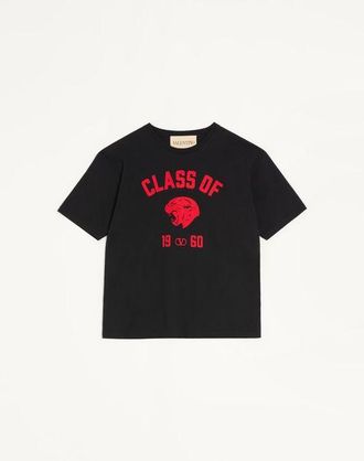 Valentino Valentino Cotton T-Shirt with Panther Print Man BLACK/RED 3XL