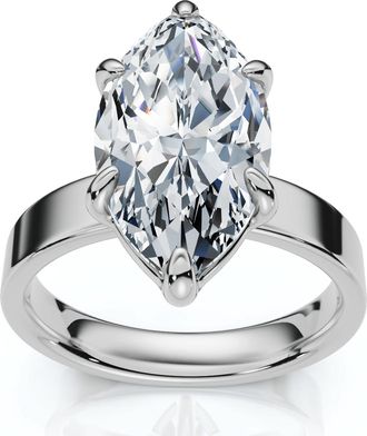 Pompeii3 Certified 2Ct Marquise Cut Flat Cigar Band Engagement Ring 14k Gold Lab Grown