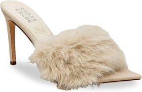 Chase + Chloe by Intouch Footwear Faux Fur Stiletto Mule Sandal in Beige at Nordstrom Rack, Size 6.5