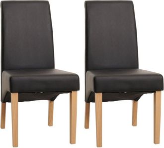 Hhg Hhg - Lote De 2 Sillas De Comedor Silla De Cocina Silla M37, Piel Sint&eacute;tica Mate, Negra, Patas Claras