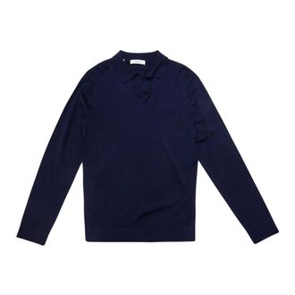 Selected Polo Shirts, male, Blue, XL, Blue Merino Knit Tray Polo