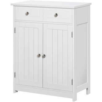 Kleankin Kleankin - Armadietto Bagno 2 Ante Ripiano Regolabile 2 Cassetti in Legno Bianco