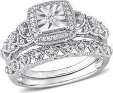 Delmar Diamond Engagement Ring Set - 0.28ctw in Silver at Nordstrom Rack, Size 6