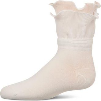 MeMoi Dual Layer Ruffle Anklet Socks in Winter White at Nordstrom, Size 6-12M
