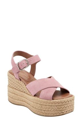 Marc Fisher Pasion Espadrille Ankle Strap Platform Wedge Sandal in Medium Pink at Nordstrom, Size 7.5