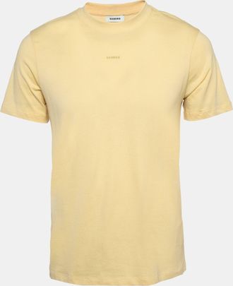 Sandro Yellow Logo Embroidered Cotton Round Neck T-Shirt