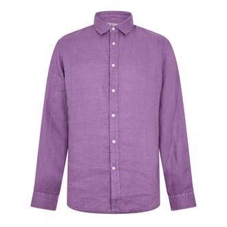 Woolrich Mens Wool Linen Shirt in Grapeade - Purple - Size Medium