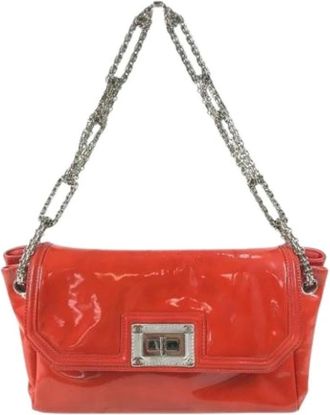Chanel Pre-owned Shoulder Bags, female, Red, Size: ONE SIZE Pre-owned Vintage Patent Leather Shoulder Bag