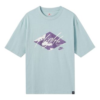 Nike Jordan Mens Air Jordan Clouds Alphabet Printing Casual Round Neck Short Sleeve Blue T-Shirt DO8897-366