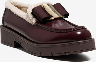 Ferragamo Lackleder-Mokassins mit Merino-Futter Vara Bow