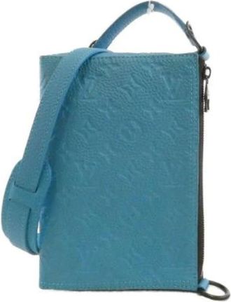 Louis Vuitton Pre-owned Triyon Monogram Triangle Messenger Kalfsleren Schoudertas - Heren - Vintage Schoudertas - Blauw - ONE Size - Leer - Vintage
