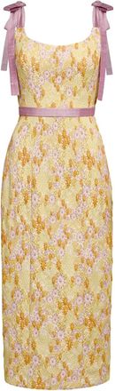 Markarian Acacia belted brocade corset dress - Yellow
