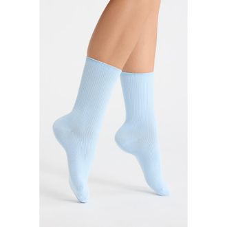 Nordstrom Everyday Rib Crew Socks in Blue Floaty at Nordstrom, Size 9