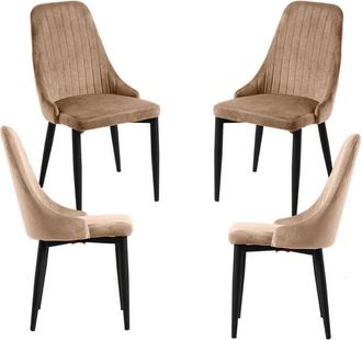 Regalos Miguel Regalos Miguel - Packs Sillas Comedor - Pack 4 Sillas Kan Terciopelo - Marr&oacute;n Claro