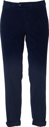BRIGLIA 1949 Slim-fit Velvet Pants with Tailored Detailing