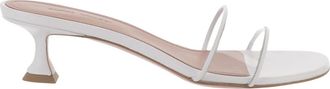 Amina Muaddi Schoenen, Dames, Wit, 36 EU, Leer, Andreea Glass Sandalen