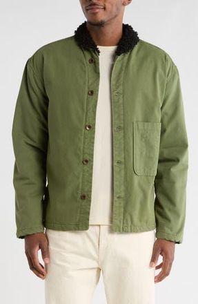 Imperfects Shepherds Organic Cotton Shirt Jacket with Faux Shearling Lining in Fatigue at Nordstrom Rack, Size X-Large