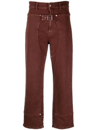 Stella McCartney Workwear cropped denim pants - women - Cotton/Cotton/Polyester/Spandex/Elastane/Viscose/Polyester/Polyurethane - 29 - Brown