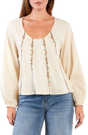 BILLY T Floral Wallpaper Embroidered Top in White Swan at Nordstrom, Size X-Large