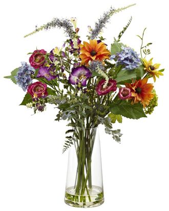Nearly Natural Spring Garden Floral With Vase