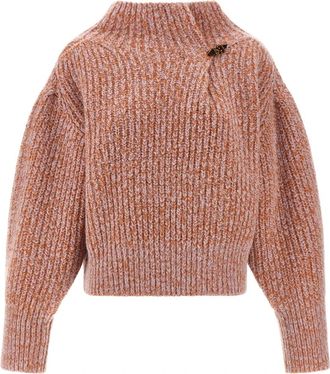 Dries Van Noten Teubina Two-Tone Sweater - Dames - Coltruien - Roze - M - Wol - Truien & Vesten